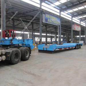 Quality 2180mm Tread Steel 2 Axles Lowbed Semi Trailer with Hydraulic Rear Ladder Competitive wholesale