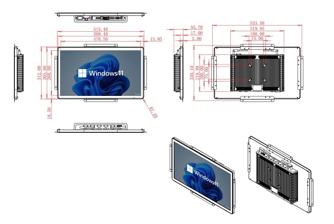 21.5-Inch Windows Display for Industrial Dashboards and Public Information