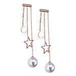 Fashion jewelry moon star hanging pearl earring rose gold stud earring sets