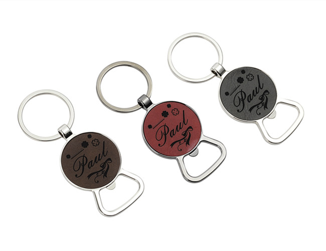 Laserable PU 65mm Bottle Opener Key Holder Multifunction Souvenir Gift
