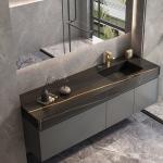 Euro Style Furniture Wall Hung Double Sink Bathroom Vanity Cabinet for