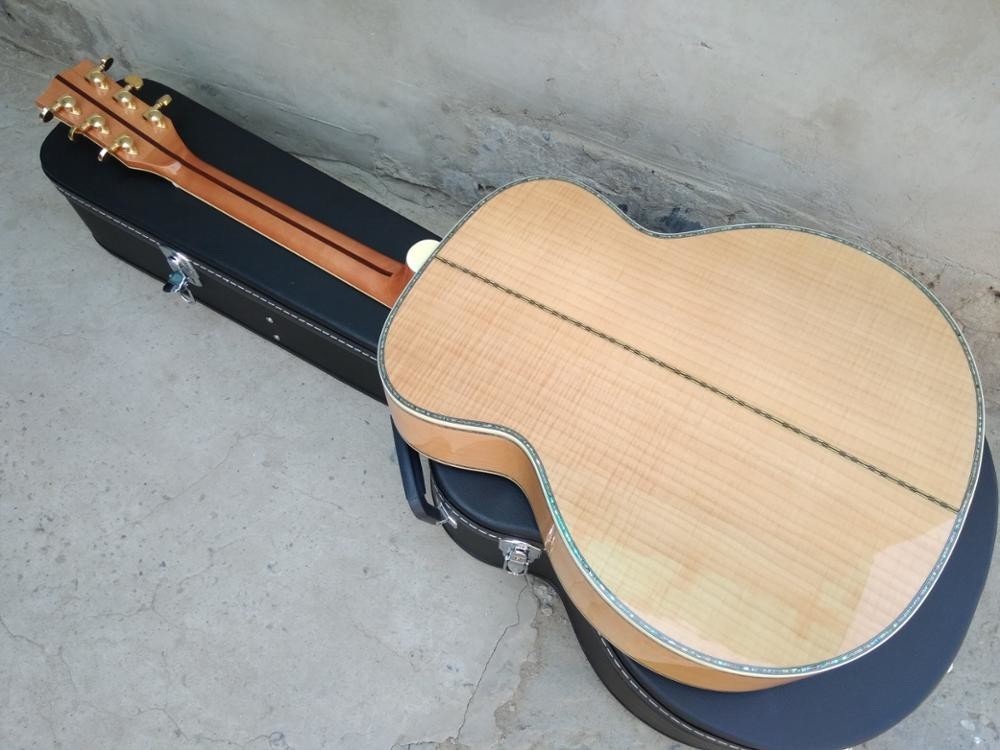 Nutual 43 " G200 classical acoustic Guitar,Solid spruce top,Flame Maple back,Abalone inlay Ebony fret board