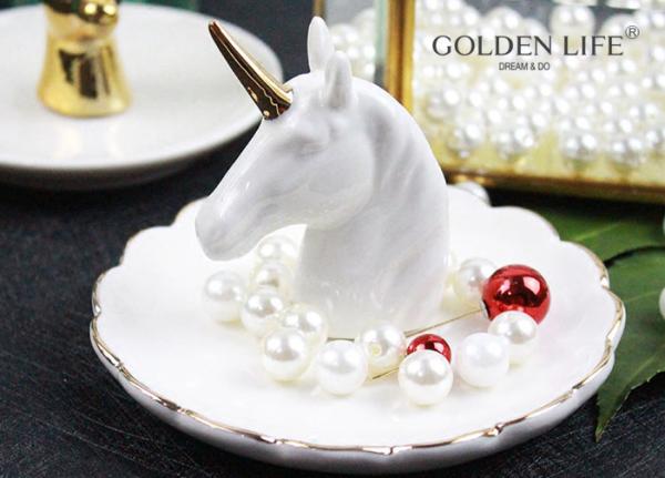 Creative Unicorn Ceramic Jewelry Tray Bedroom Bedside Trinkets Decoration Dish