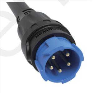 Quality 5pin Blue M19 Connector 15A Solder Overmolded Aluminum Alloy Shell Nylon IP67 wholesale