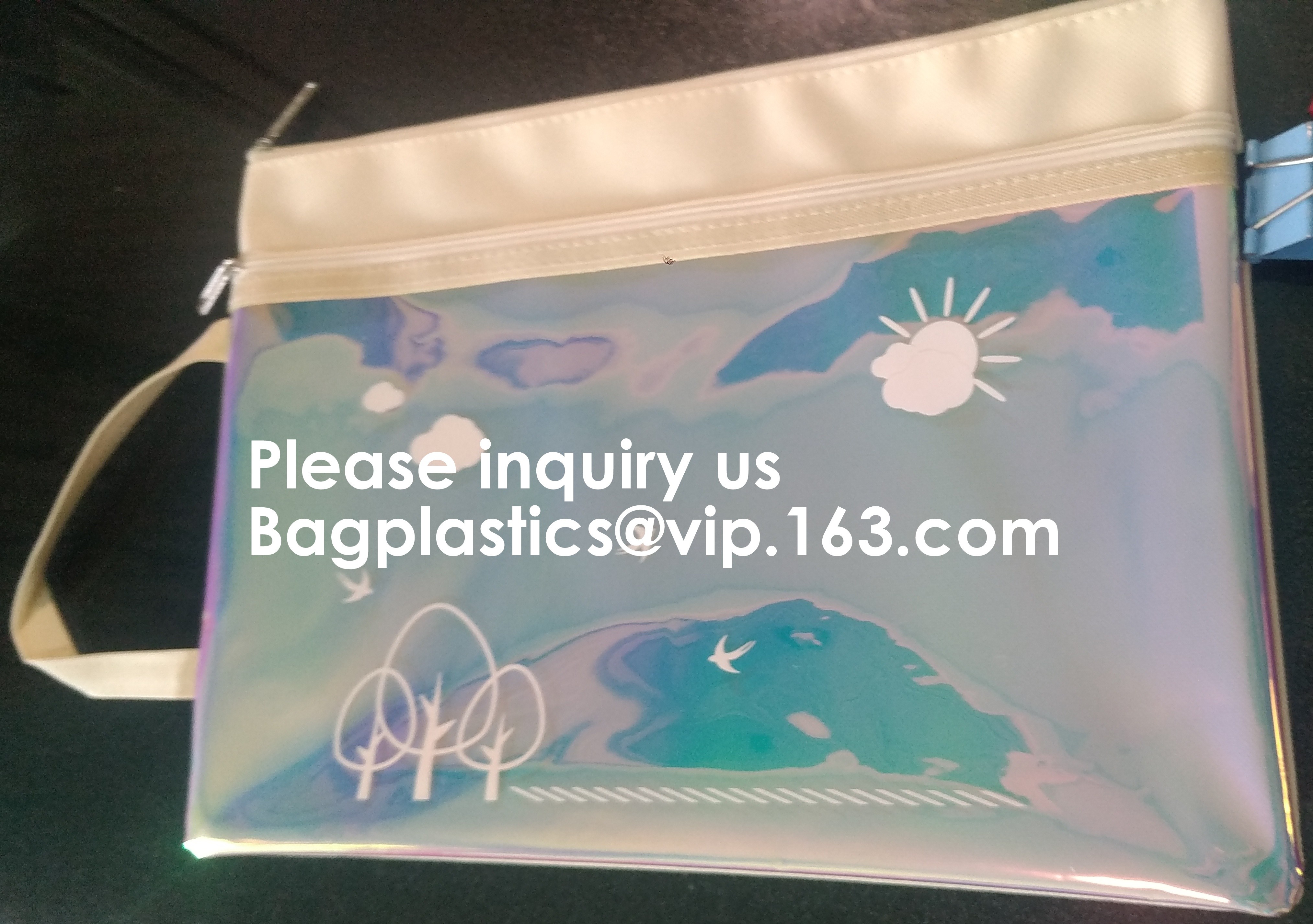 Mesh Organizer Storage Bag Durable File Bag for Office Stationery and Travel,Zipper Mesh File Bag Cosmetic Bag PVC Bag f
