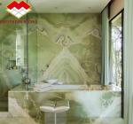 Exquisite Sapphire Green Onyx Marble Jade Stone Slab for Living Room Dining
