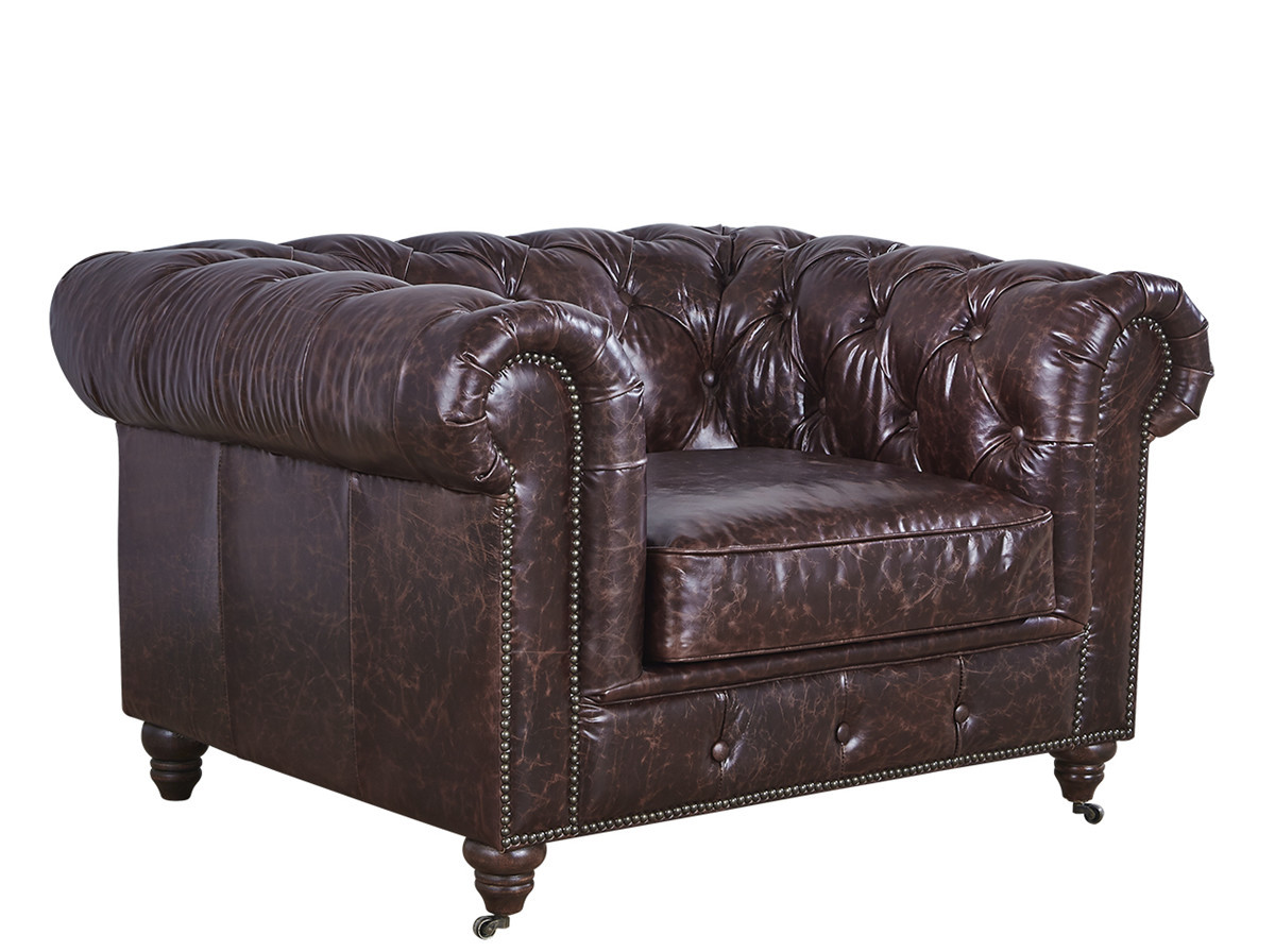 Soft High Back Chesterfield Armchair , Modern High Back Wing Chairs For Living Room