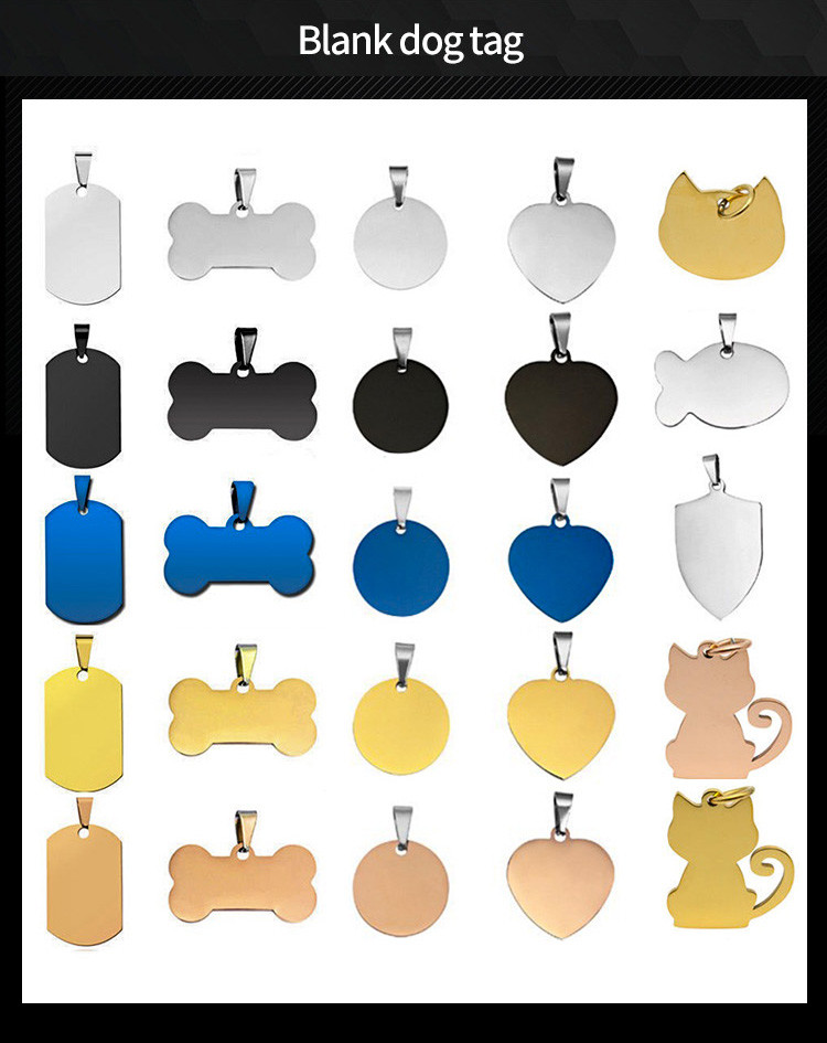 Metal Dog Tag Necklace Pendant Stainless Steel Alloy Enamel Flag Dog ID Tags