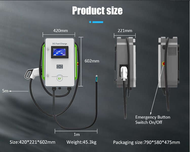 DC Wallbox Charger 30kW 40kW Cars CCS 40A Fast EV Charger 600V Grid Frequency 50Hz