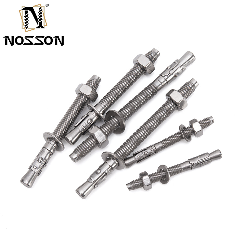 Metric DIN Standard Wall Mounting Double Head Bolt Through Bolts with 304 Stainless Steel Hexagon Screws and Nuts Set