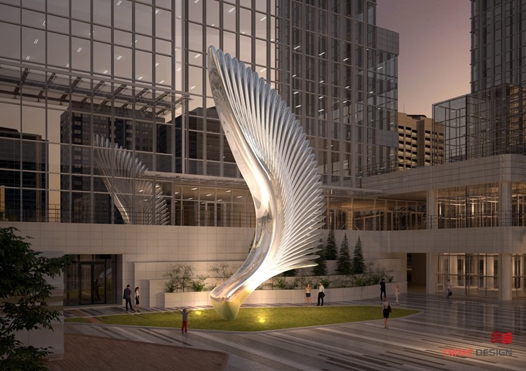 Custom Printing Large Stainless Steel Wing Sculpture for Artistic Installation Theme