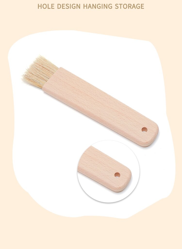 Natural Bristle Wooden Pastry Brush Wood Basting Brush For Baking Customized