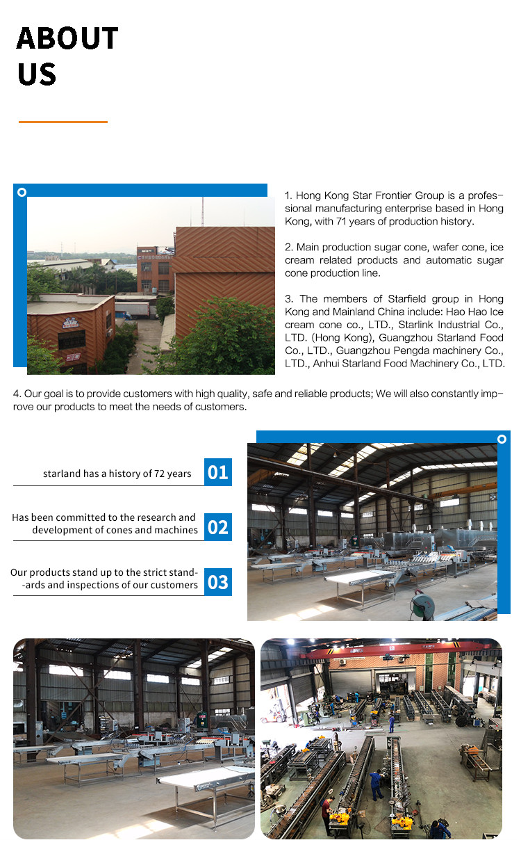 Fully Auto Multifunction Sugar Cone Production Line 89 Cast Iron Baking Templates