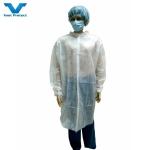 Closure Velcro Shirt Collar Elastic Cuffs 30GSM Disposable Lab Coats for Food