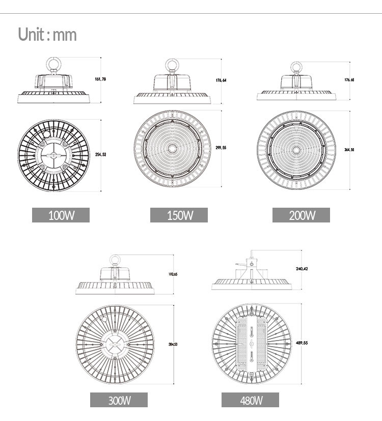 150W 19500lm Commercial Industrial LED High Bay Lights For Garment Factory Ceiling