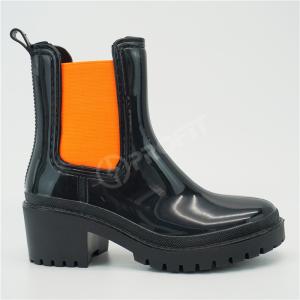 Quality Anti Abrasion Black High Heel Ankle Boots , 40EU Ankle Rubber Boots Womens wholesale