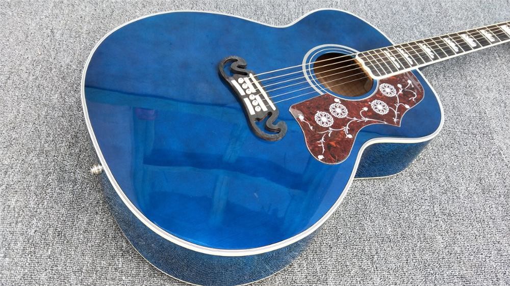 Custom 12 strings Blue color G200 classic acoustic guitar, Solid Sprue top,Factory Custom Maple body guitar