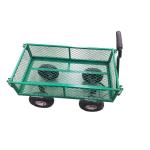 Metal Gardening Trolley with Heavy Duty Green Trailer Cart and Four-wheel