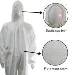 55gsm-70gsm Micro-porous Hooded Waterproof Protective Clothing for PPE CE Type5