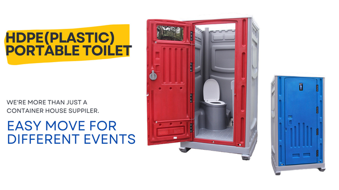 Blue HDPE Portable Toilet Mobile Restrooms Shower Sanitary Cabin