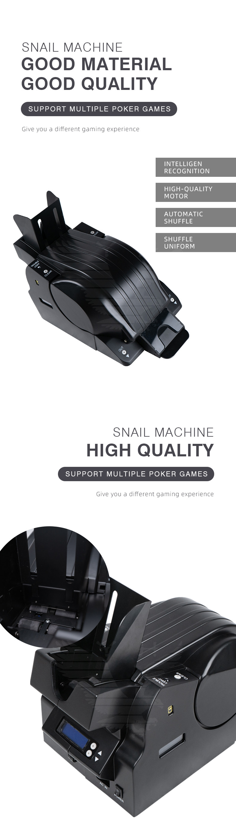 Exquisite Playing Card Shuffler Black Automatic Card Shuffler Dealer