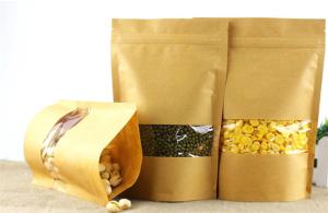 Quality Clear Doypack Candy Kraft Paper Zipper Bags with Window wholesale