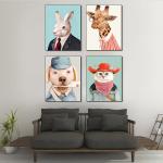 Cute Dogs Canvas Prints Wall Decoration Four Panels Popular Home Decor