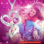 925 Sterling Silver Personalized Double Heart Necklace Rhodium Plated Austrian