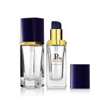 Cosmetic Packaging 30ml Square Foundation Glass Bottle With Black Pump Skin Care