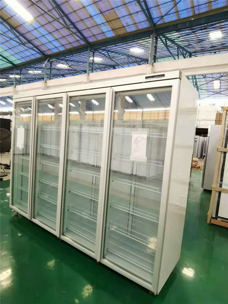 Drink Display Showcase Beverage Fridge Triple Glass Door Commercial Refrigerator