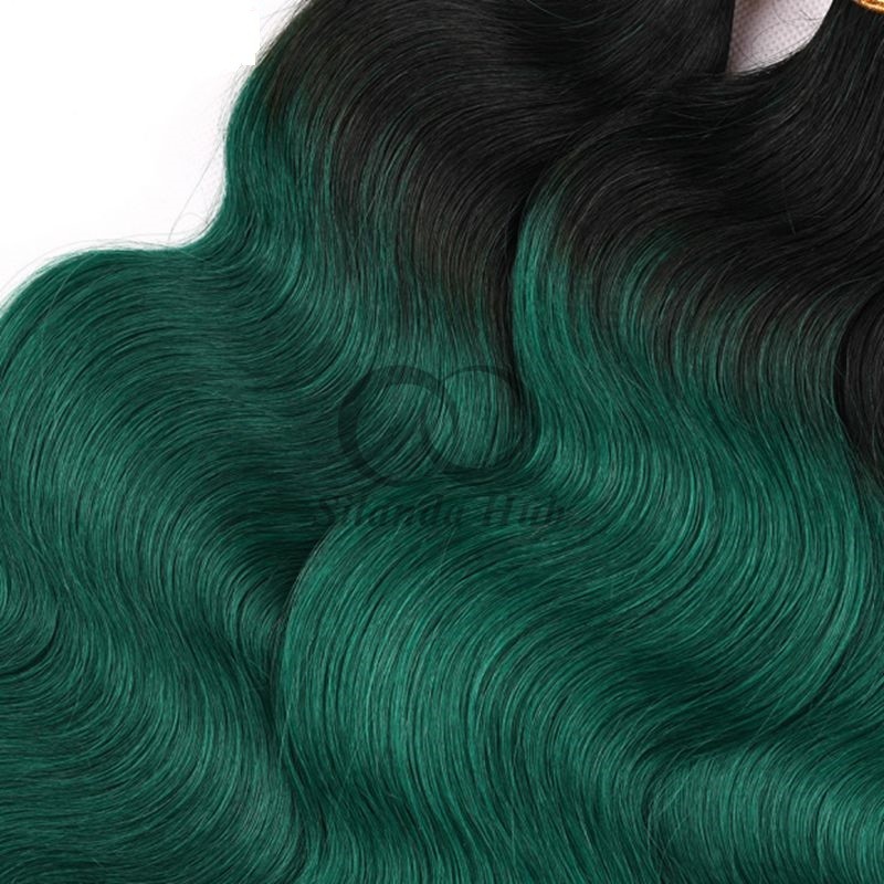 #T1B/Green Body Wave Remy Human Hair Bundles Sew In Weave Bundles Brazilian Bundle Deals