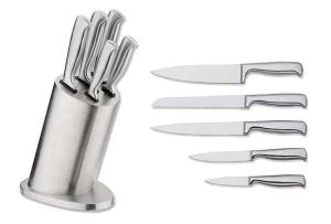 Quality A whole set of professional kitchen knives with knife block handle material S/S.18/0 wholesale