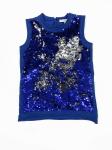 Back Open Sleeveless Baby Girl Sequins Tees Round Collar Cosy Cotton