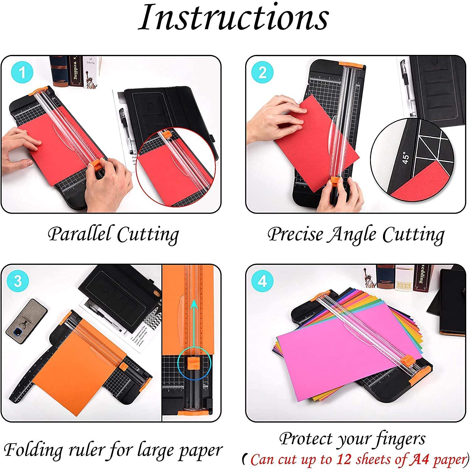 Portable Paper Trimmer A4 Mini Manual Paper Cutter for Office School in Multi Color