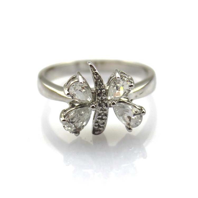 Designer Jewelry Rose Gold Plated 925 Silver Cubic Zircon Butterfly Ring(R0018)