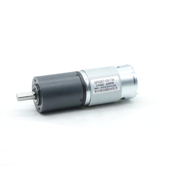 0.38A 24V DC Brush Gear Motor 36mm Low Noise NEMA 14 With Gearbox 1:76 65 Rpm
