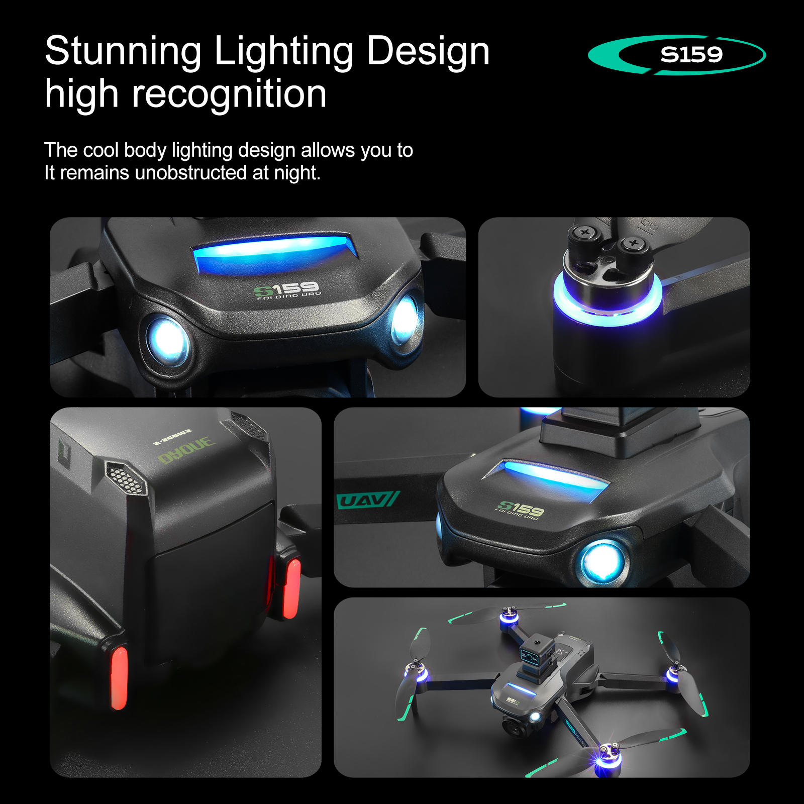 Plastic S159 5g Wifi Fpv Gps Quadcopter Drone 4khd Dual Cameras 25 Minute Endurance Obstacle Avoidance Led Large Screen Remote Rc Drone