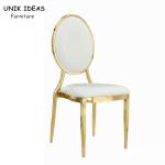 Gold Banquet Dining Chair Luxury White Stainless Steel Hotel Stackable Dining