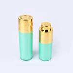 15ML 30ML 50ML green plastic PP twist up gold pump OEM round airless bottles