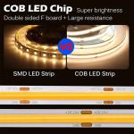 Golden Yellow Flexible COB LED Strip Light for Hotel Cabinet Bedroom Kitchen
