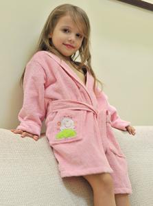 Quality 100% cotton children bath robe, pink , yellow , blue , white wholesale