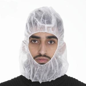 Quality hair cap workshop disposable astronaut cap head cover hood with face masks for Food Factory Hood With Face Masks wholesale