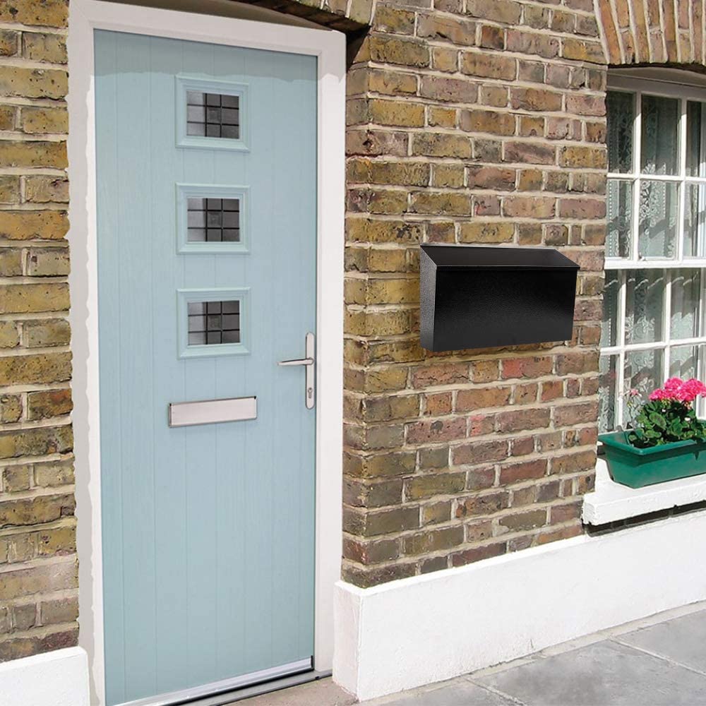 Wall Mount Locking Mailbox Waterproof Iron Mental Address Numbers Mail Box Outdoor