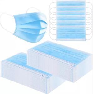 Quality Non Woven fabric 3 Ply Disposable Face Mask / Public Place Blue Face Mask wholesale