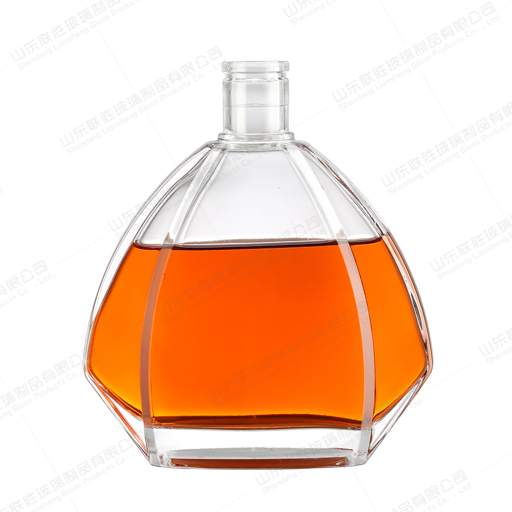 Custom Size Glass Collar Tequila Decanter Clear Whiskey Bottle for Brandy Vodka Bar