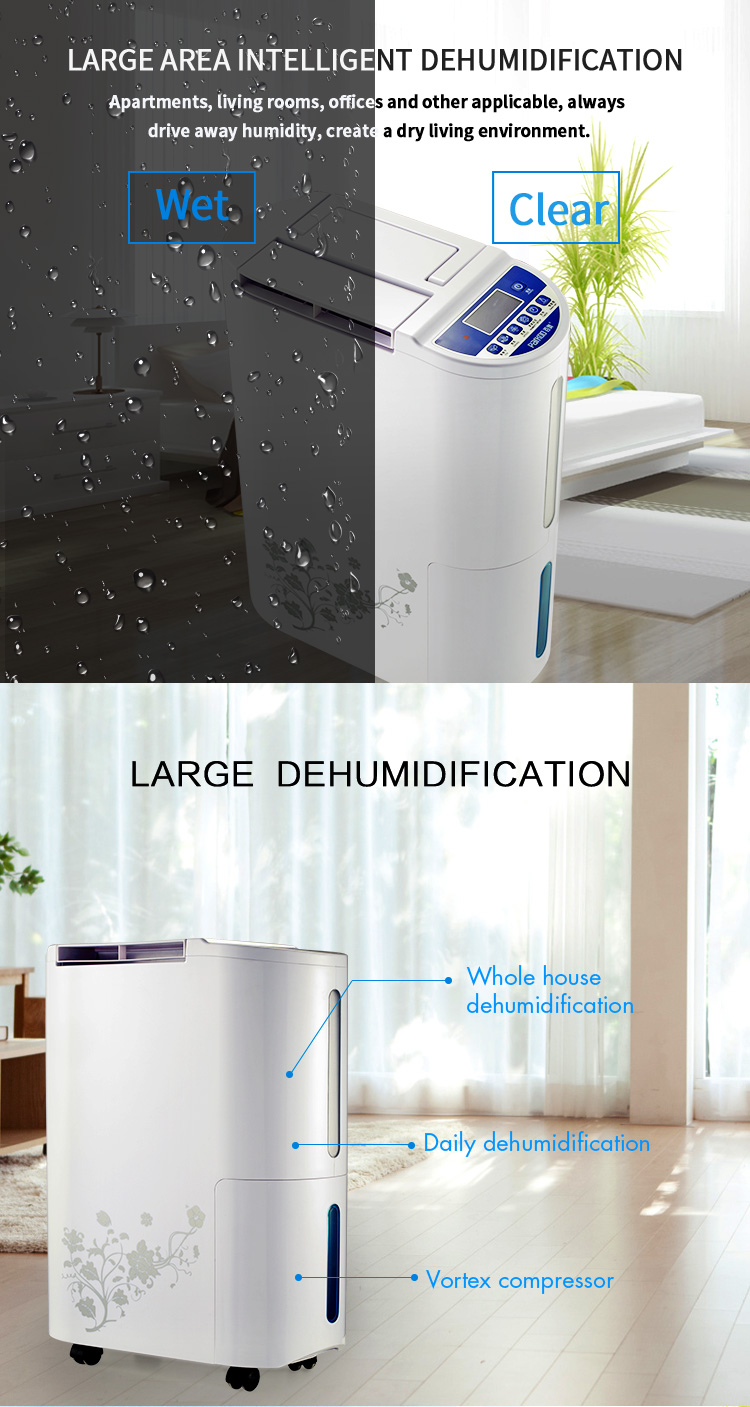 Easy Control Panel Clear Read Big Water Tank Home Dehumidifier Living Room Use