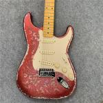 High Quality Electric Guitar Relic Retro Strat Electric Guitar with Pink Flower