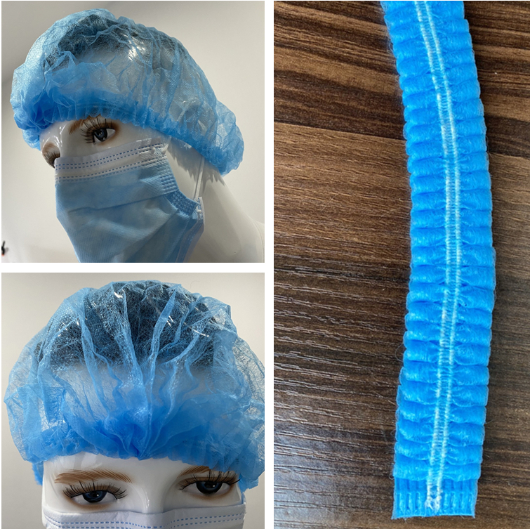 Blue Non Woven Disposable Bouffant Cap Nurse Disposable Clip Cap