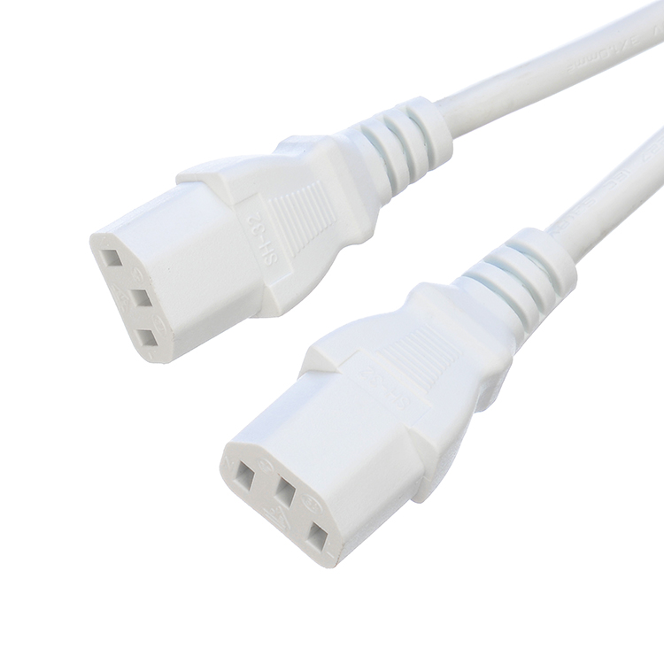 Oxygen Free Bared Stranded Copper 2XC13 Female White Y Type Splitter Power Cord 250V/16A Power Extension Cord VDE Approved