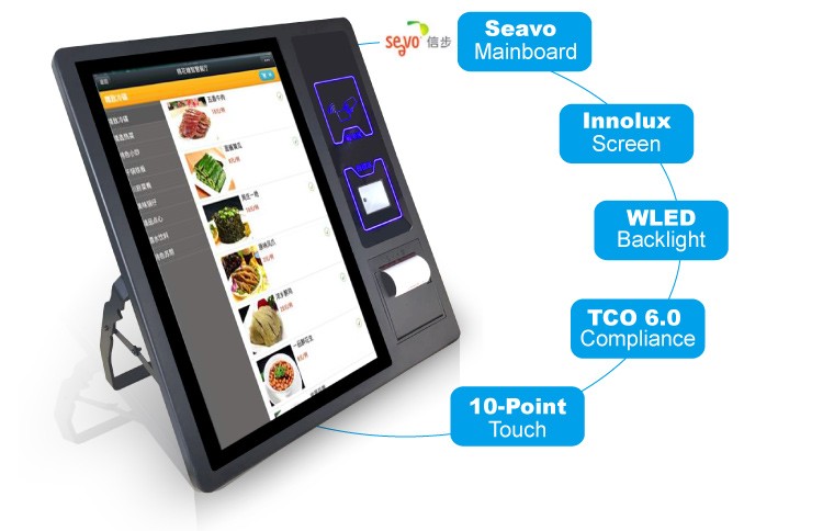 Windows Operation System Queue Management System Kiosk for Advertising in Restaurants
